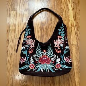 Sundance Embroidered Brown Suede Bag